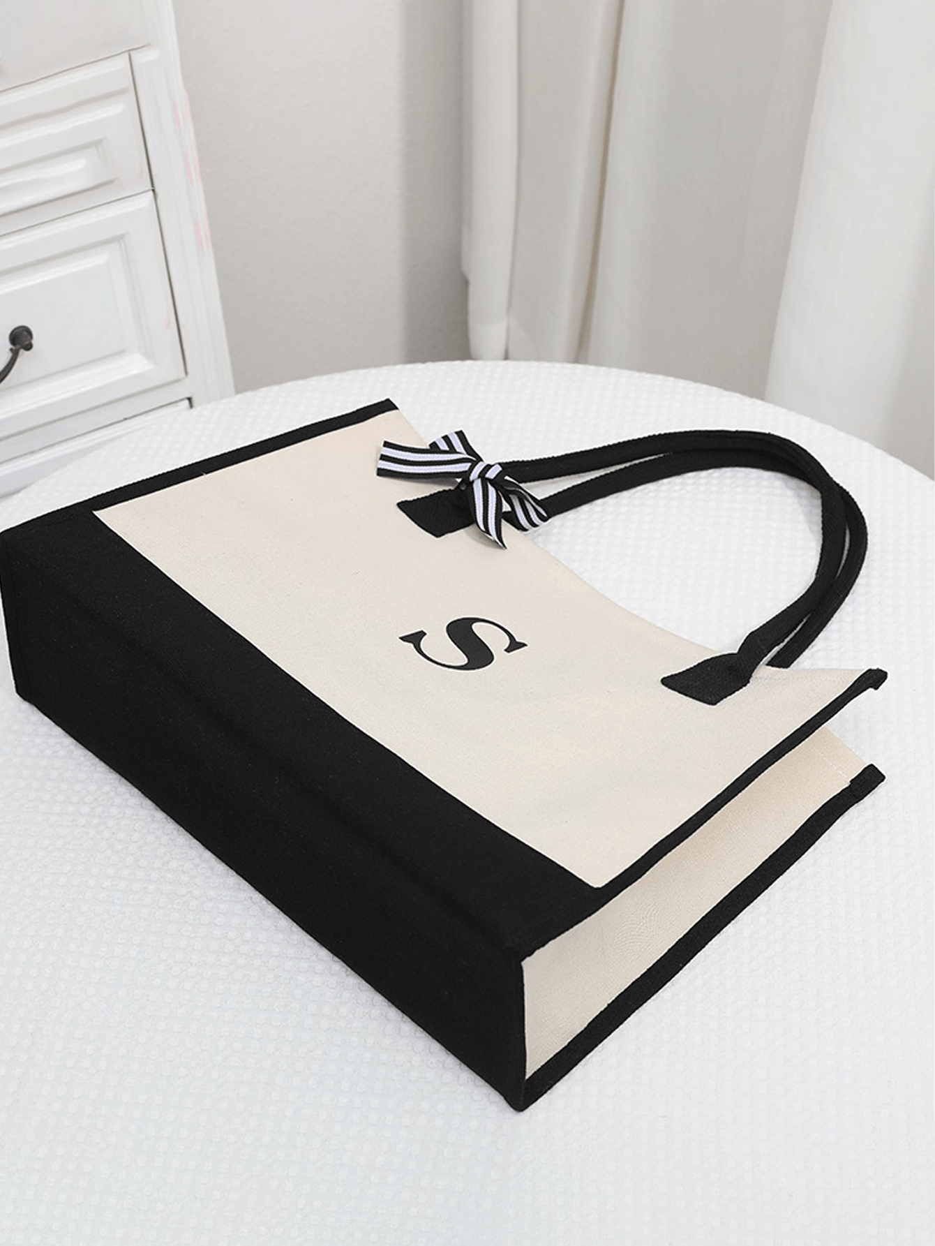 Letter Canvas Shoulder Tote Bag